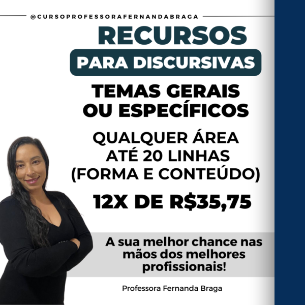 Recurso para discursivas - atualidades ou tema específico - até 20 linhas - 12x de R$35,75